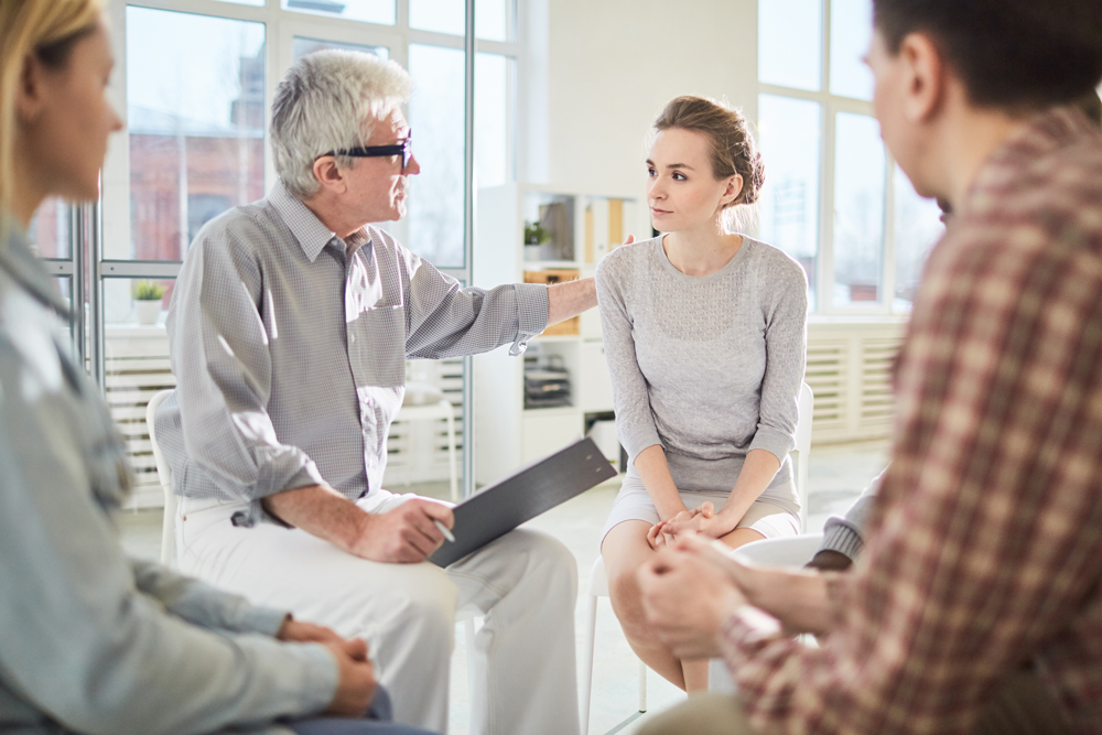 Woman engaging in a group session